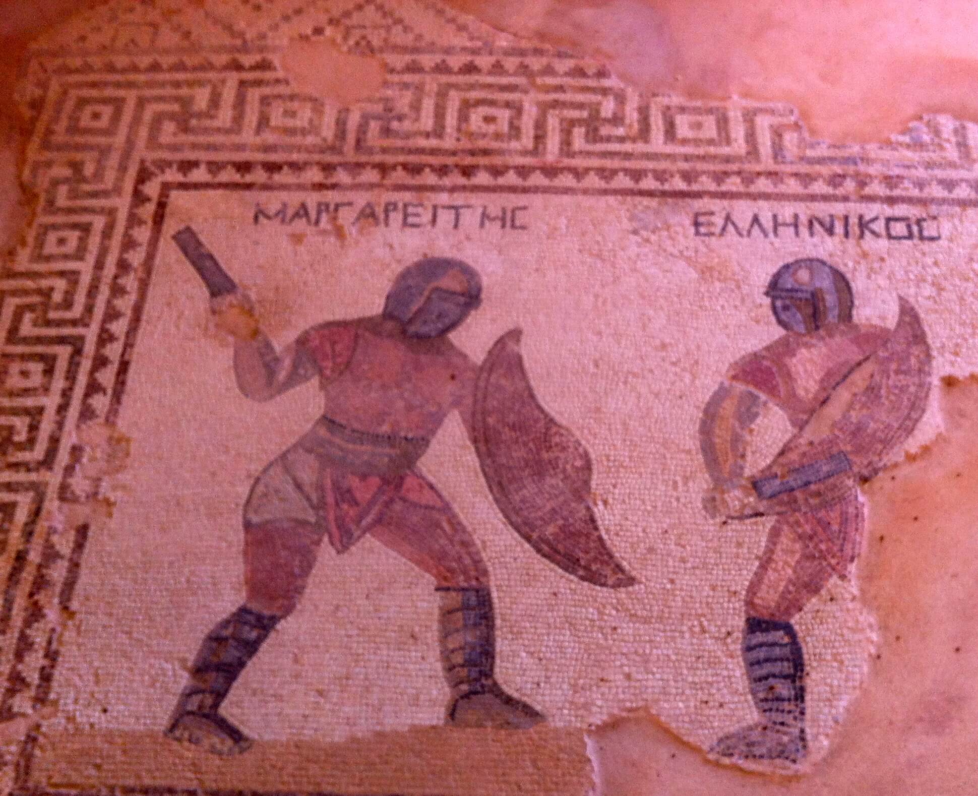 Curioso mosaico en la necrópolis de Kourion. Vacaciones en Chipre.