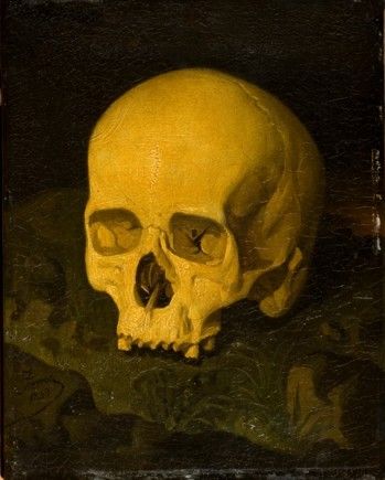 Pintura al oleo del cráneo de Goya. de Dionisio Fierros