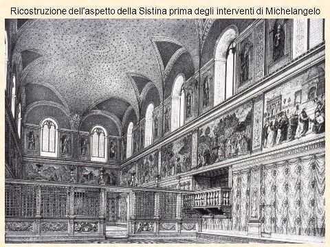 Cielo estrellado de la boveda de la Capilla Sixtina. Luego reformada con frescos de Miguel Angel. en la bóveda.
