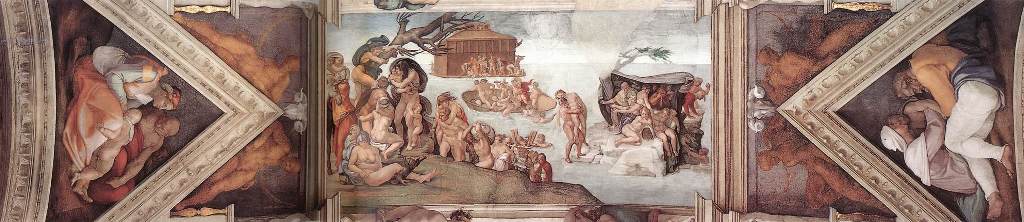 El diluvio universal: los 9 frescos de Miguel Angel en la bóveda de la Capilla Sixtina.