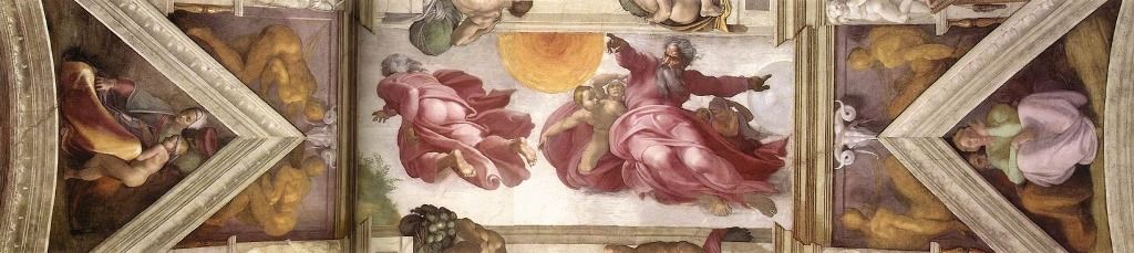 Escena de la creacion del Sol y la Luna en la Capilla Sixtina, pintada por Miguel Angel en la bóveda de la Capilla Sixtina.
